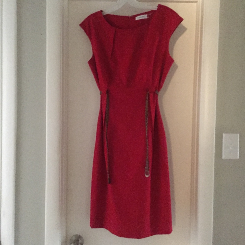 Red Calvin Klein Dress W/Belt