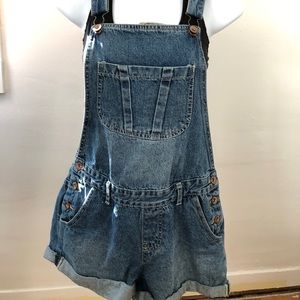 Denim short overalls