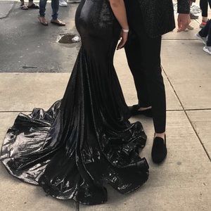 Black sequence elegant prom dress