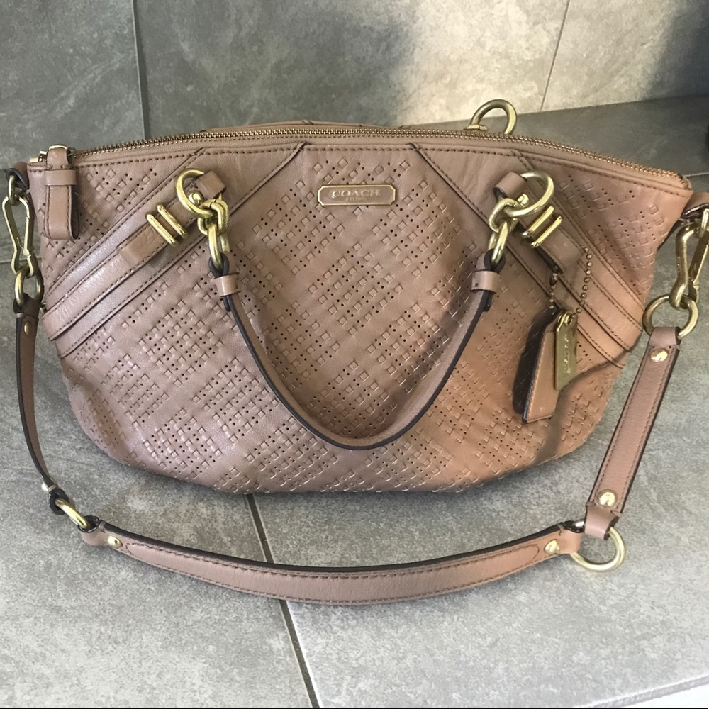 Coach Madison woven satchel Sofia in taupe