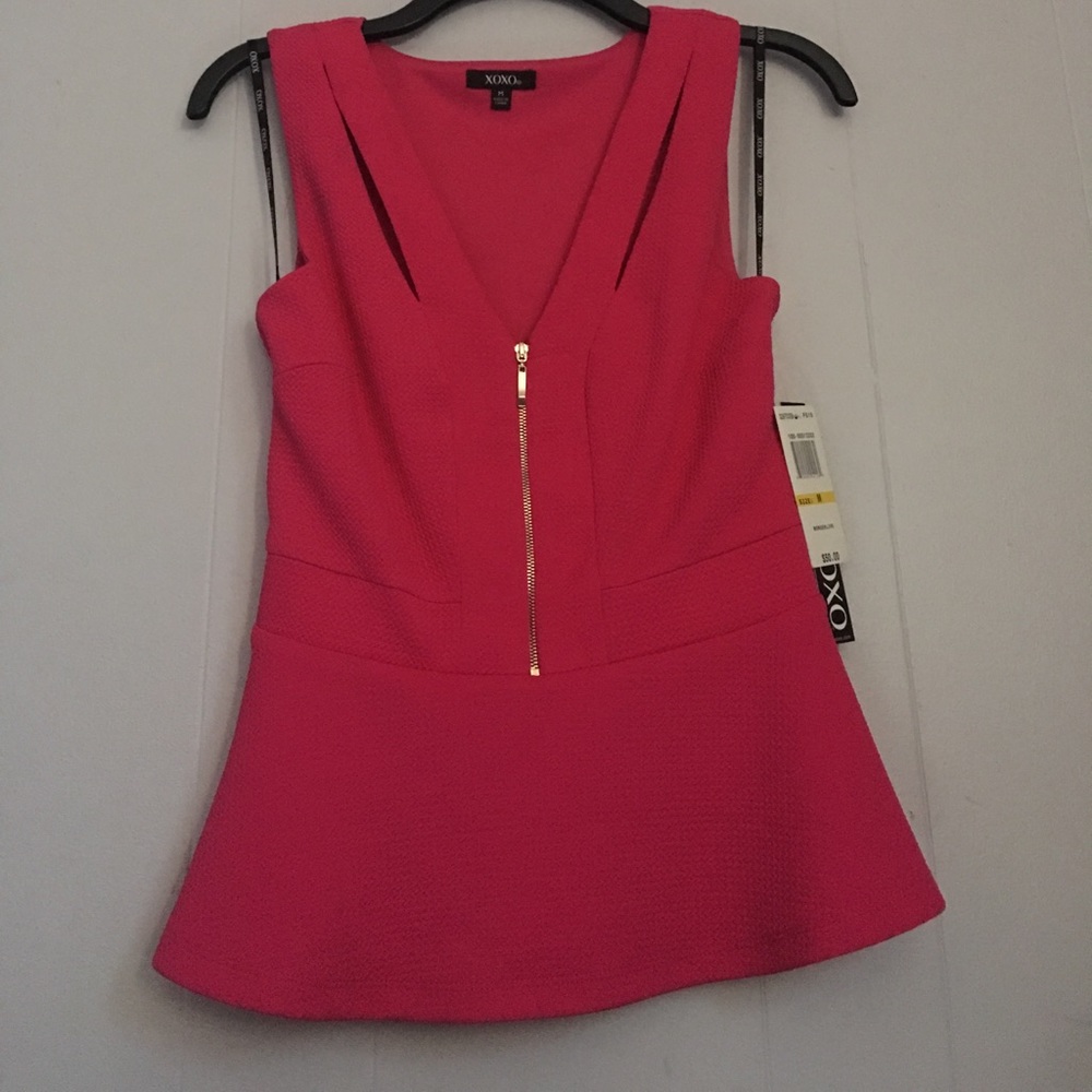 XOXO PINK PEPLUM BLOUSE