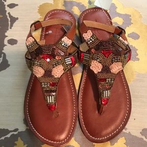 Girls sandals w sequins & beading embellishments