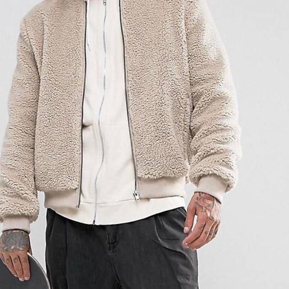 ASOS borg bomber jacket - Picture 3 of 5