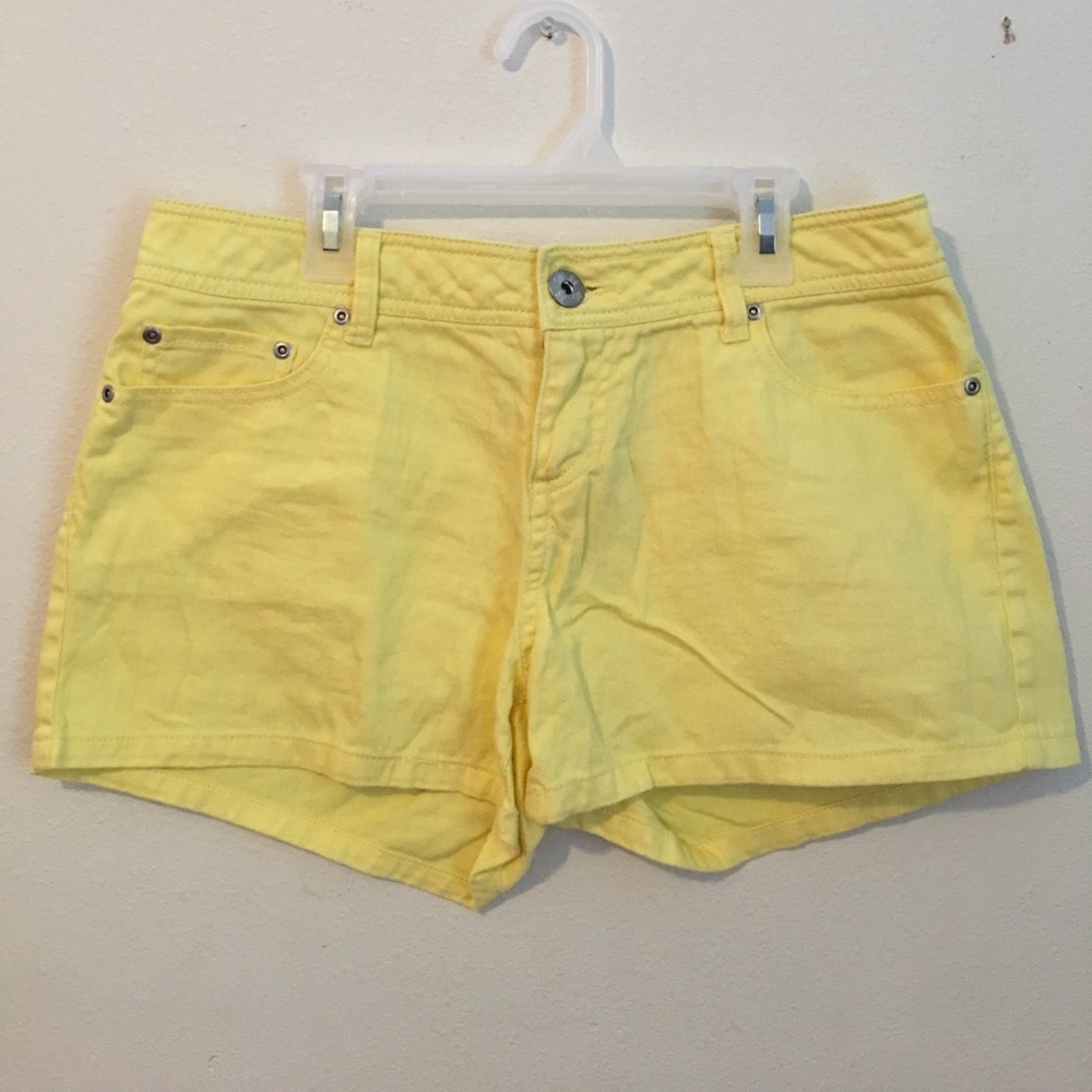 Yellow denim shorts