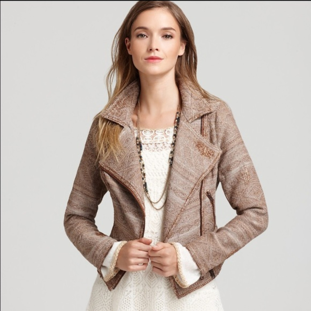 Free People Tapestry Moto Jacket sz 0