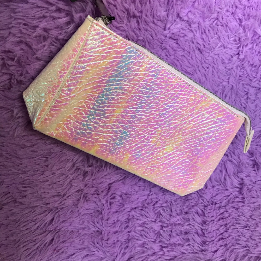 White Pearl Iridescent Makeup Bag