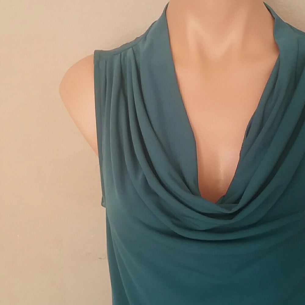 Flowly Teal Cowl Neck Tank Top