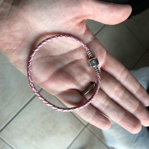 Retired! Pink leather pandora bracelet