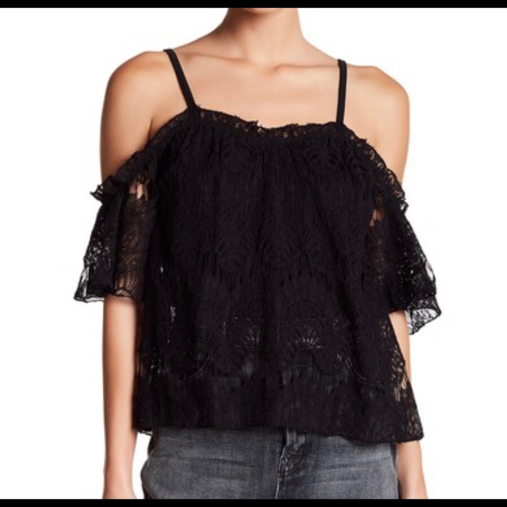 Love, Fire Juniors Cold Shoulder Lace Tank