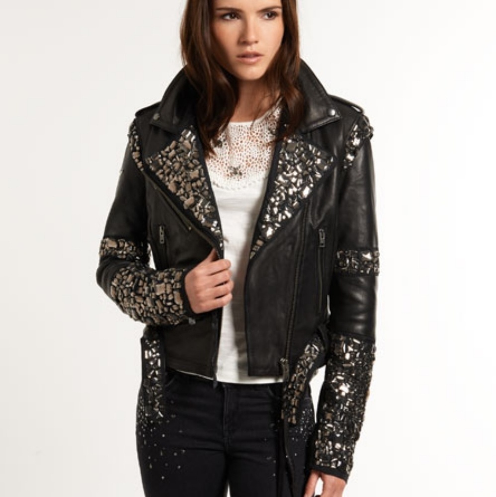 ISO superdry premium bubble biker leather jacket