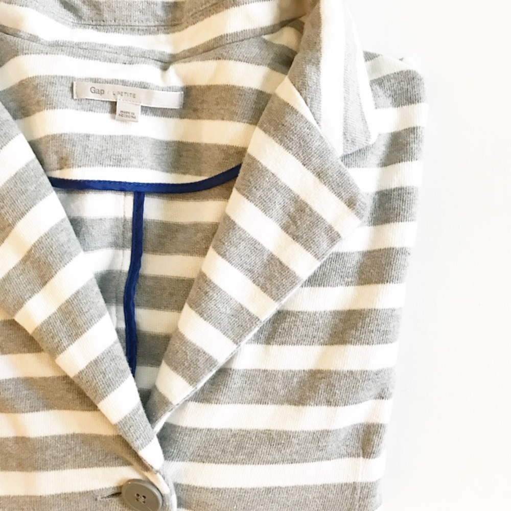 GAP gray and white stripe casual blazer size LP - Picture 2 of 8