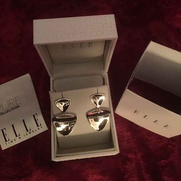 NEW ELLE PURE COLLECTION STERLING SILVER EARRINGS - Picture 2 of 5