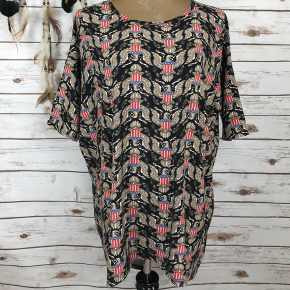 NWOT Lularoe Irma Patriotic USA Eagle Blouse Shirt - Picture 2 of 8