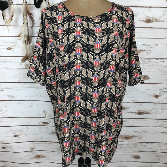 NWOT Lularoe Irma Patriotic USA Eagle Blouse Shirt - Picture 6 of 8