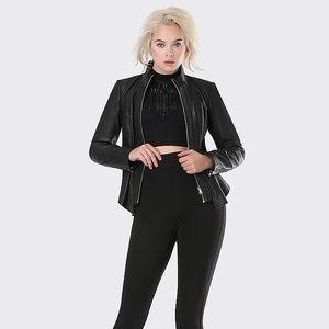 Bebe Leather Moto Peplum Jacket