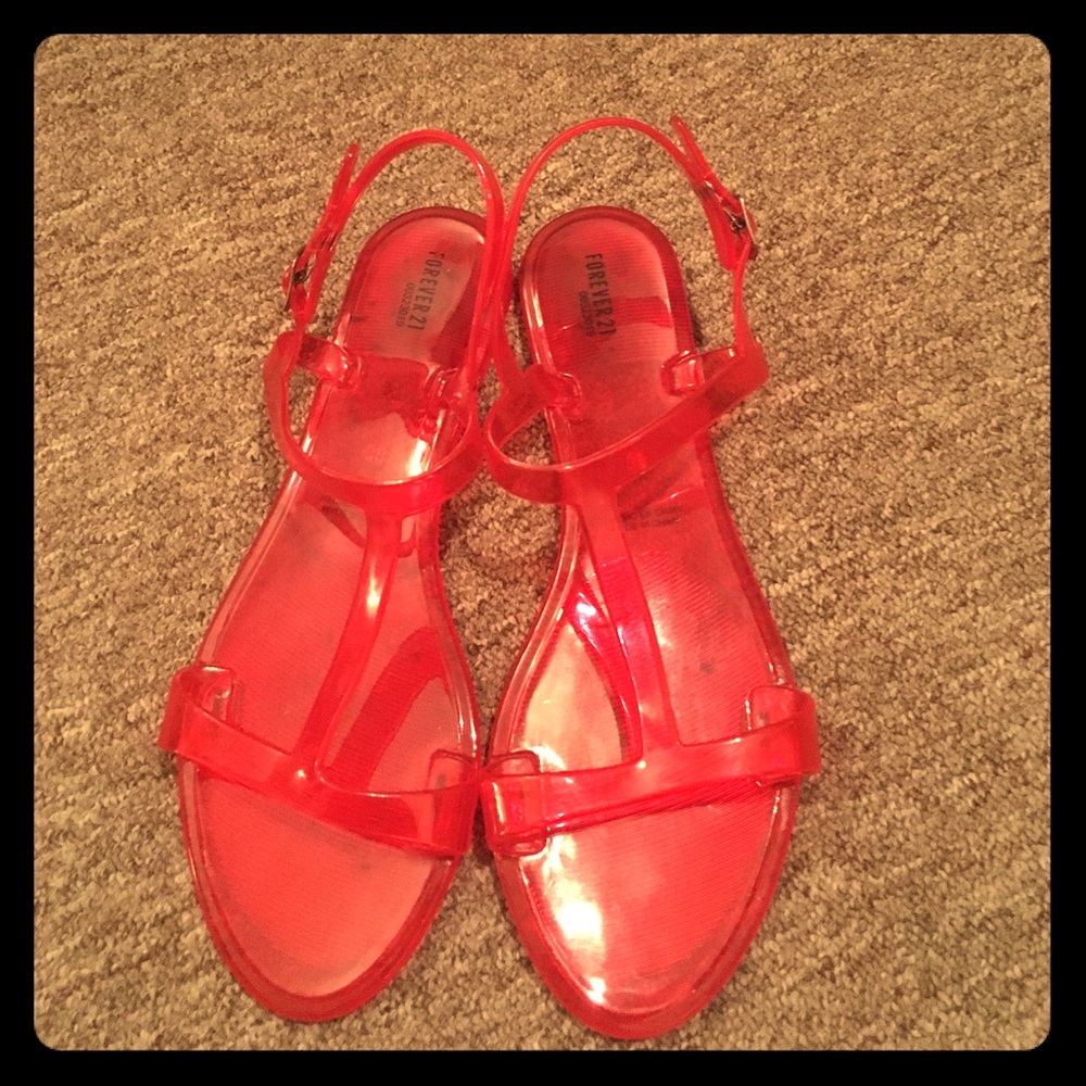 Red jelly sandals