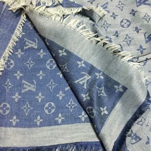 SCARF BLUE COLOR LOGO WOOL/CASHMERE NEW