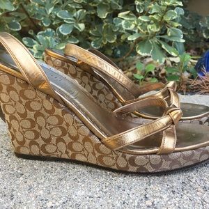 Coach Logo Heeled Bronze Cathleen Shoe