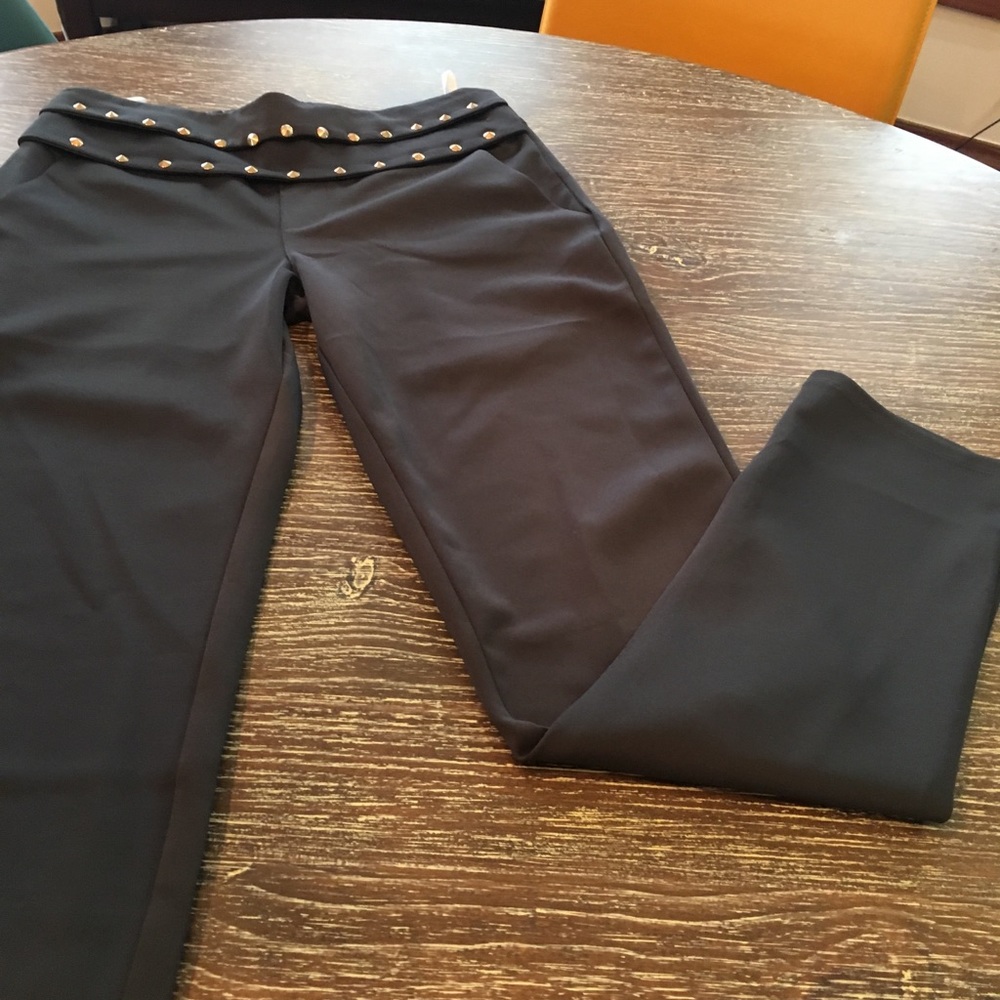 NWOT, Dressy Gray slacks with stud details