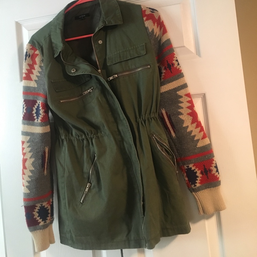 Francesca’s Closet utility jacket w/ knit sleeves