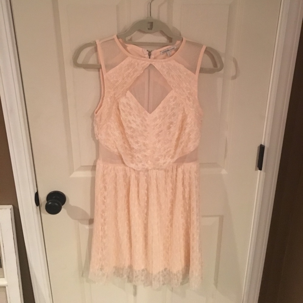 Peach Mesh and Lacy Dress
