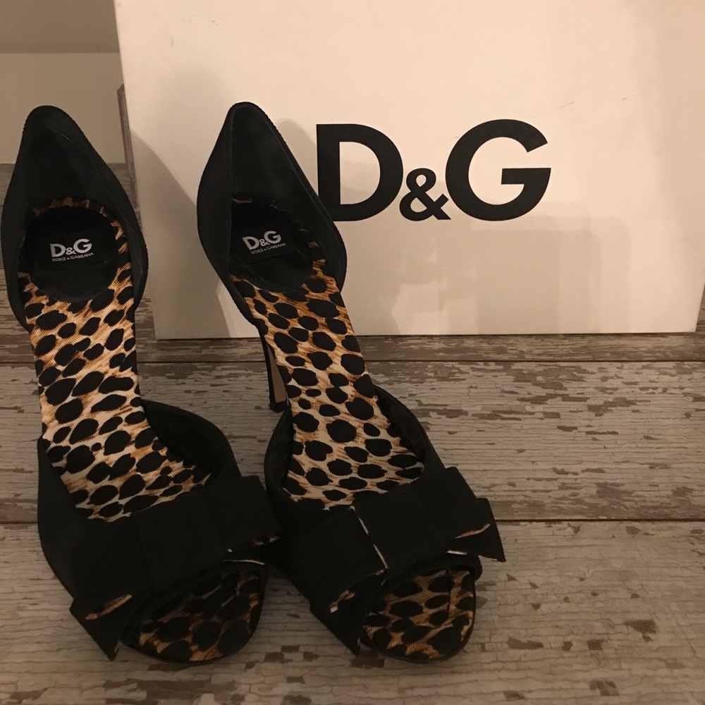 D&G Dolce & Gabbana black gros grain sandal