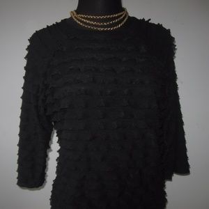 Black Stretch Blouse Ruffle Top Plus 1X