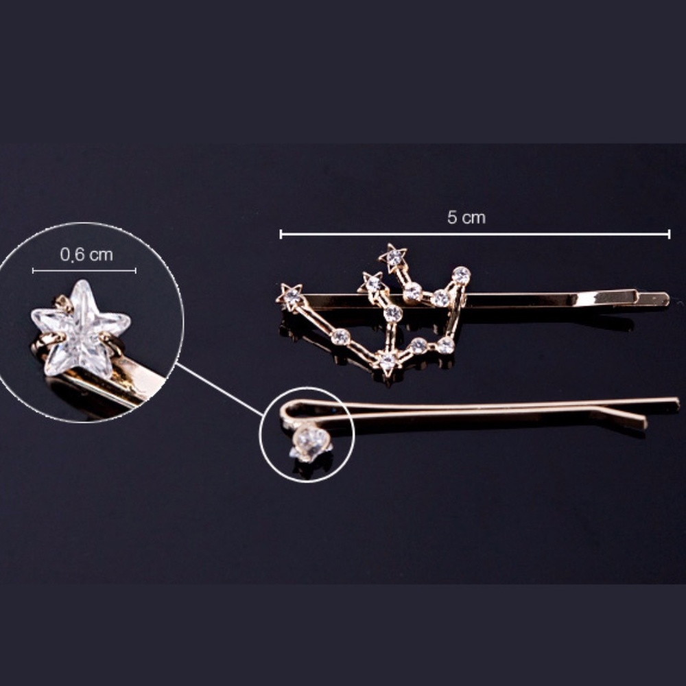 NEW Constellation Golden Rhinestone Bobby Pins Set - Picture 7 of 7