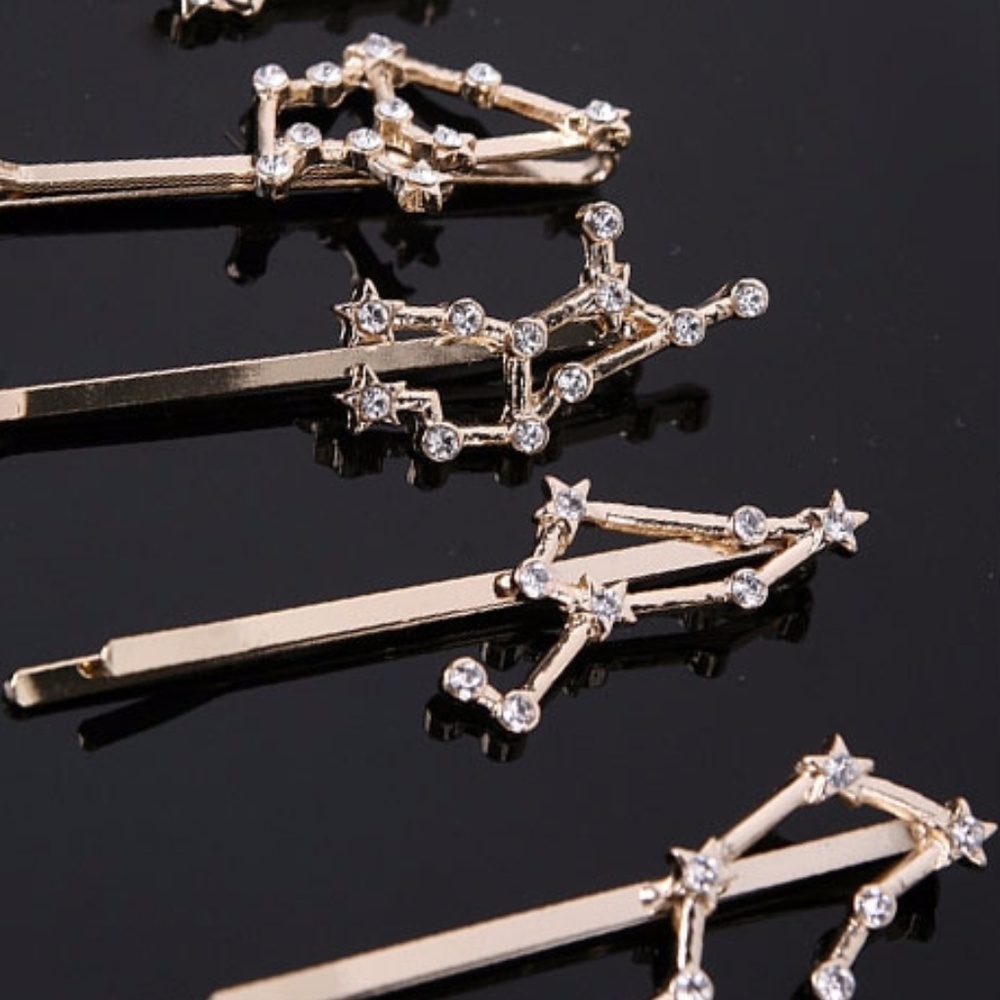 NEW Constellation Golden Rhinestone Bobby Pins Set - Picture 1 of 7
