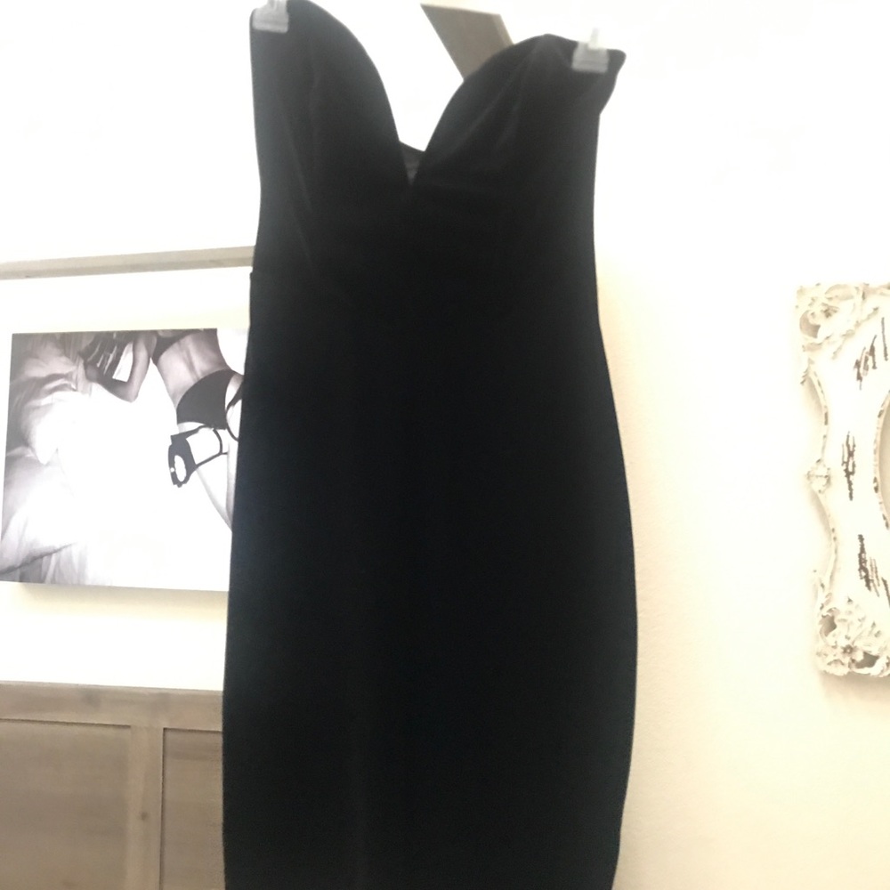 Black velour heart shaped strapless dress