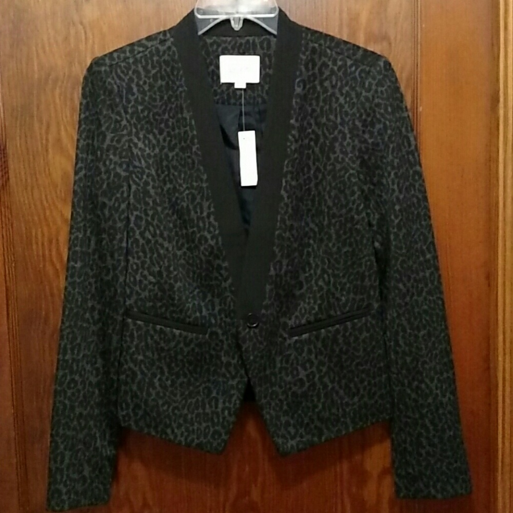 NWT LOFT black and gray leopard jacket