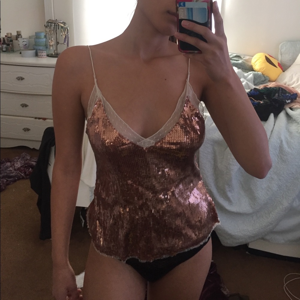Rose gold sequin top
