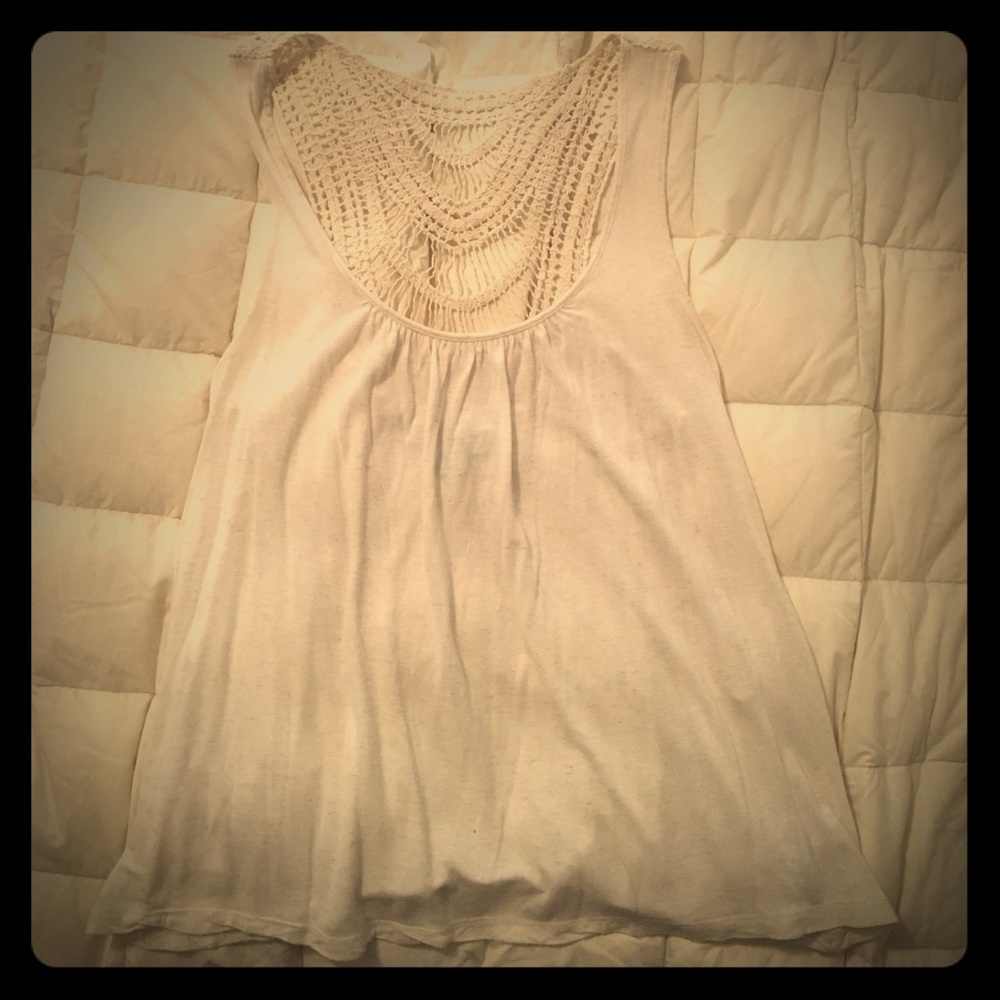 Sleeveless Top W/ Crocheted Back