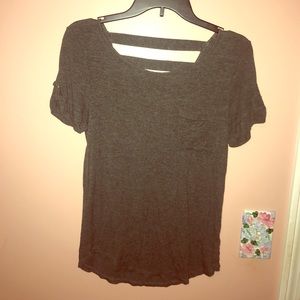 Gray Shirt w/ Cross Cutout Back