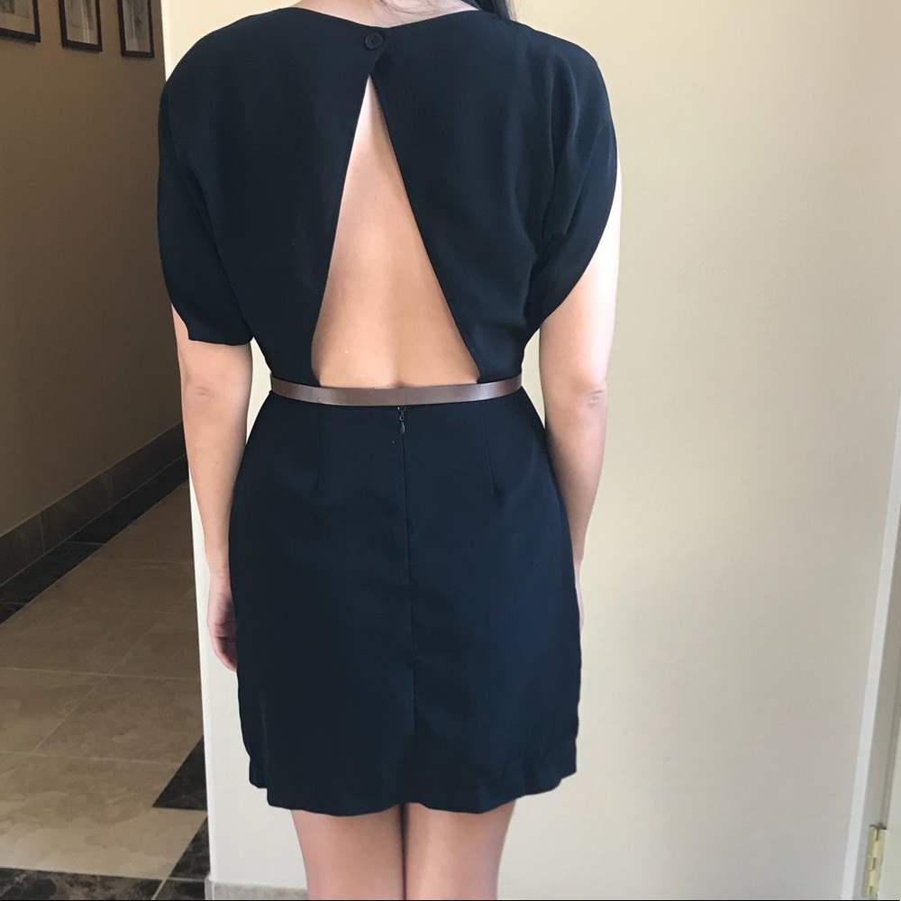 BCBGeneration Black Backless Dress with Belt. Sz 4