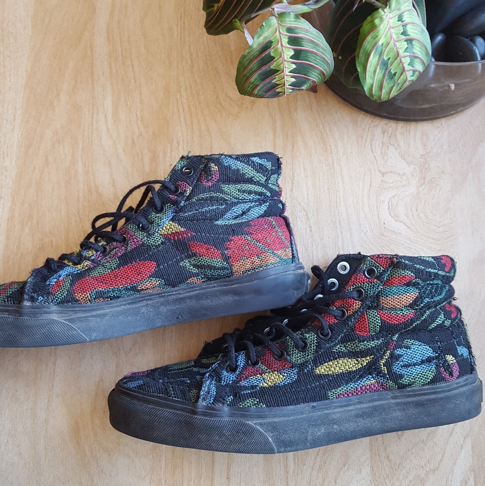 Floral Black Vans