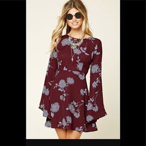 Burgundy Bell Sleeve Dress