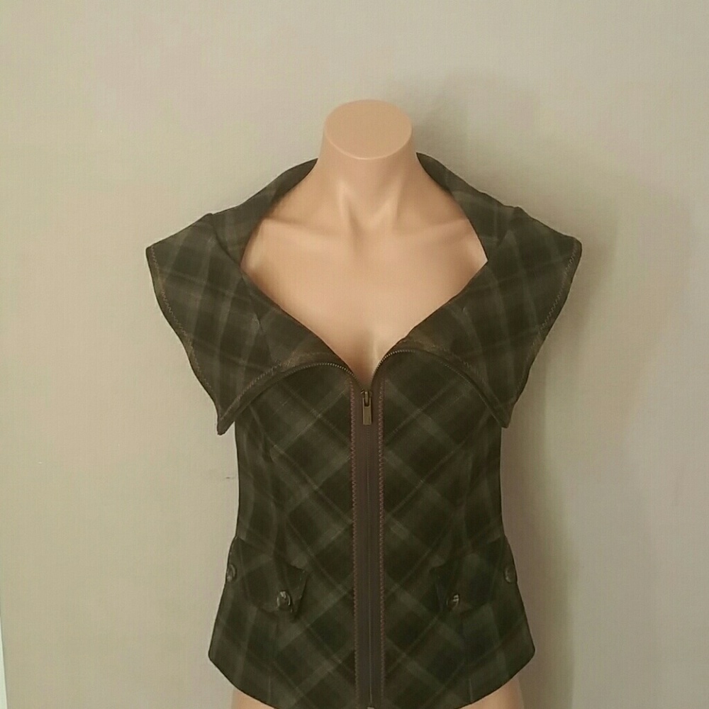 BCBG Maxazria Army Green Vest Tank Top Blazer