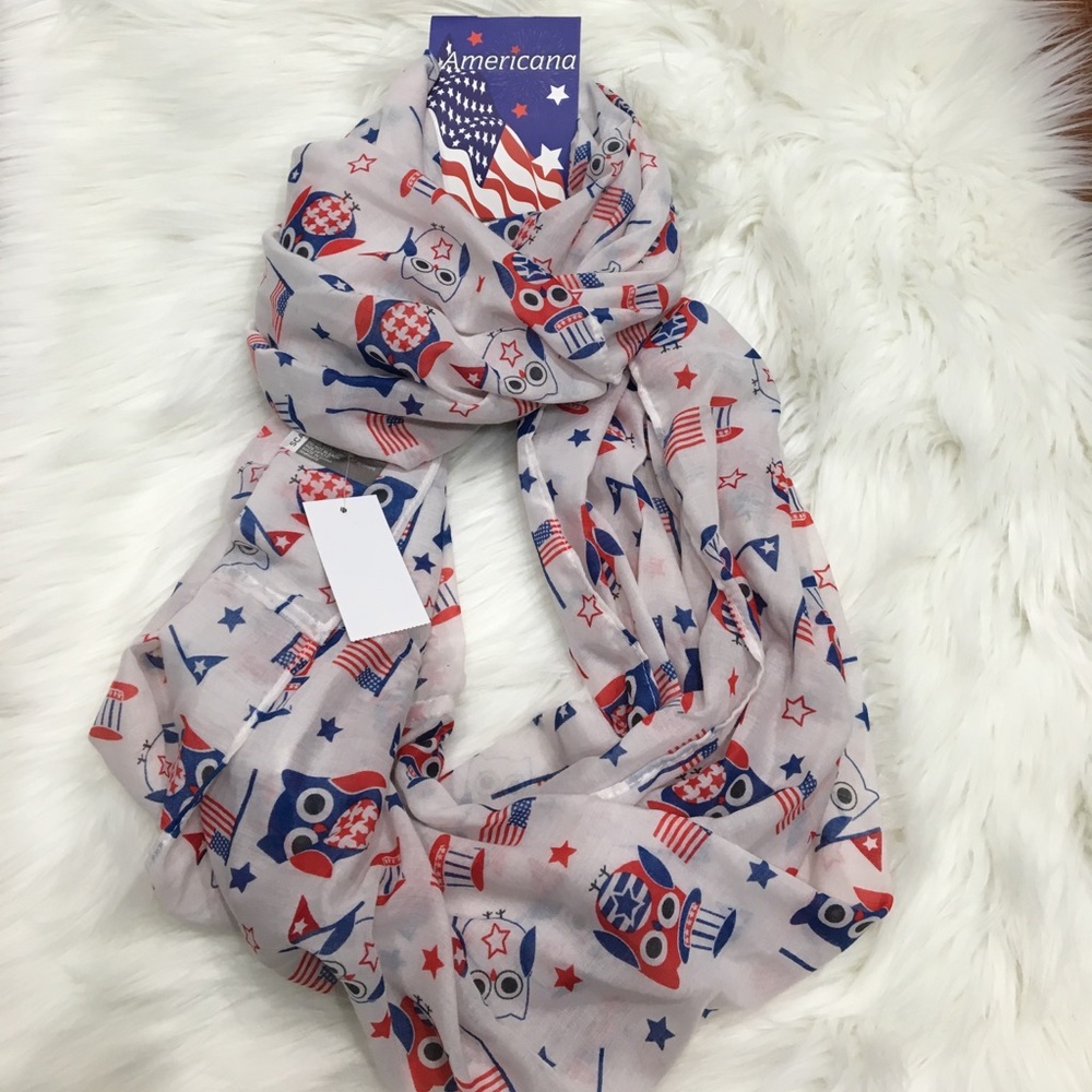 Women's American Flag Infinity Scarf -NWT
