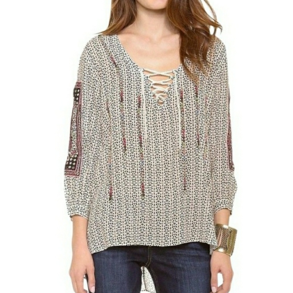 Love Sam Embroidered Tunic in Floral Block