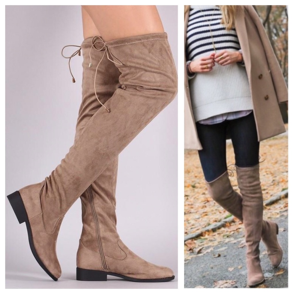Vegan Suede Over the Knee Boot - Picture 1 of 6