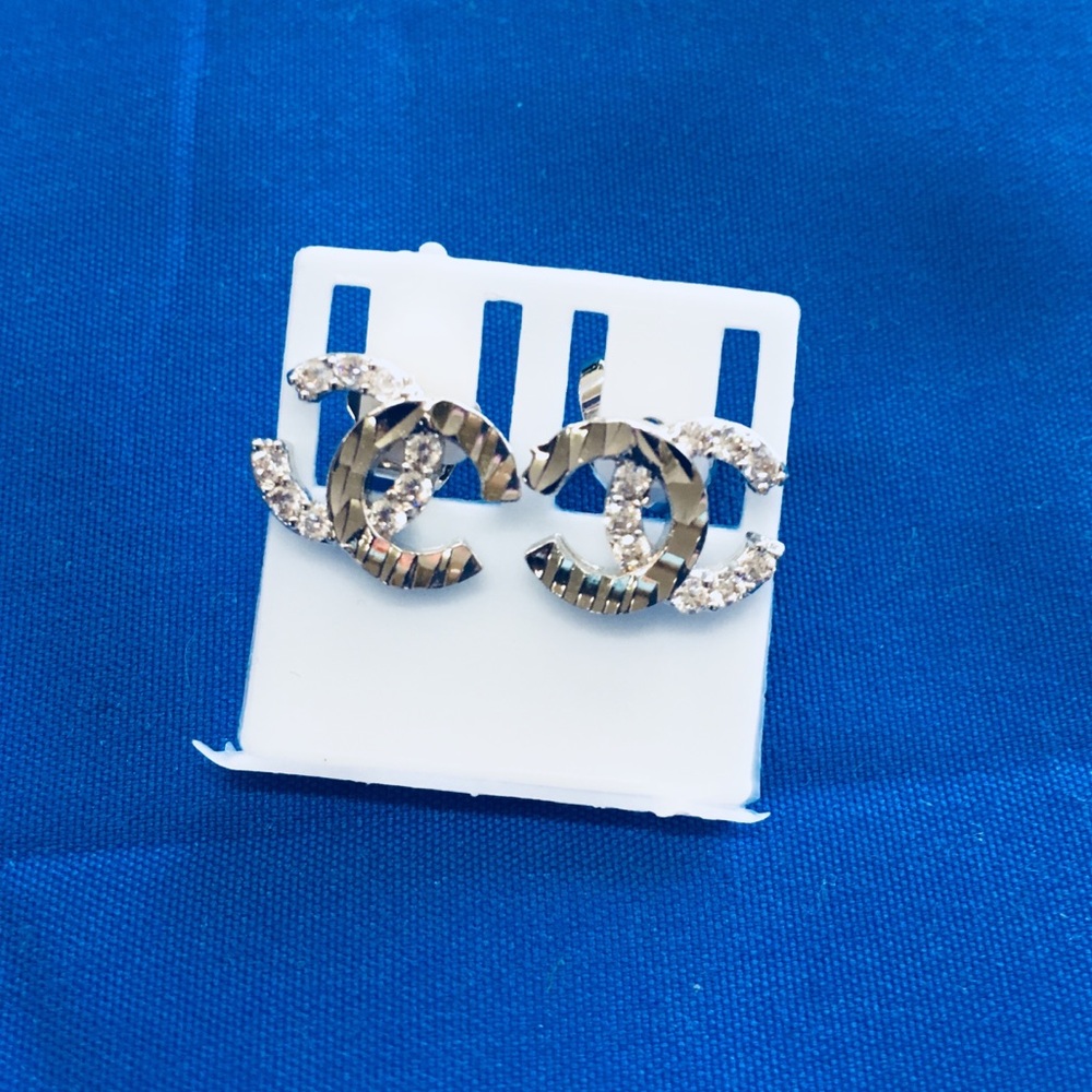Chanel White Stone Earrings