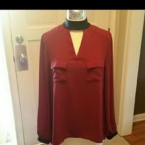 Maroon Burgundy choker top shirt black
