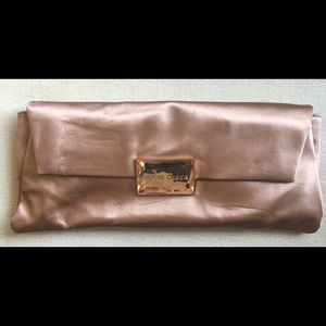 Herve Leger Blush Satin Envelope Clutch