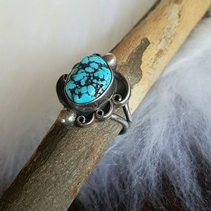 Vintage turquoise Navajo   boho silver  ring