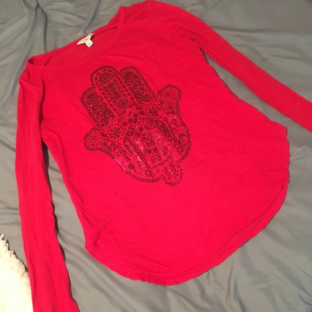 Lucky brand red long sleeve shirt