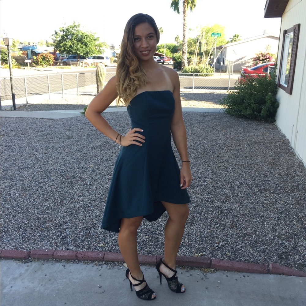 Tobi high low strapless dress