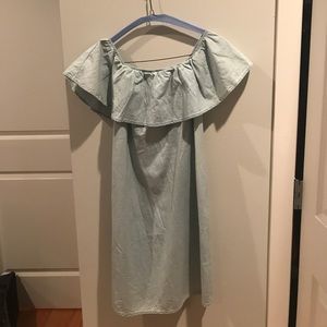 Off the shoulder chambray dress