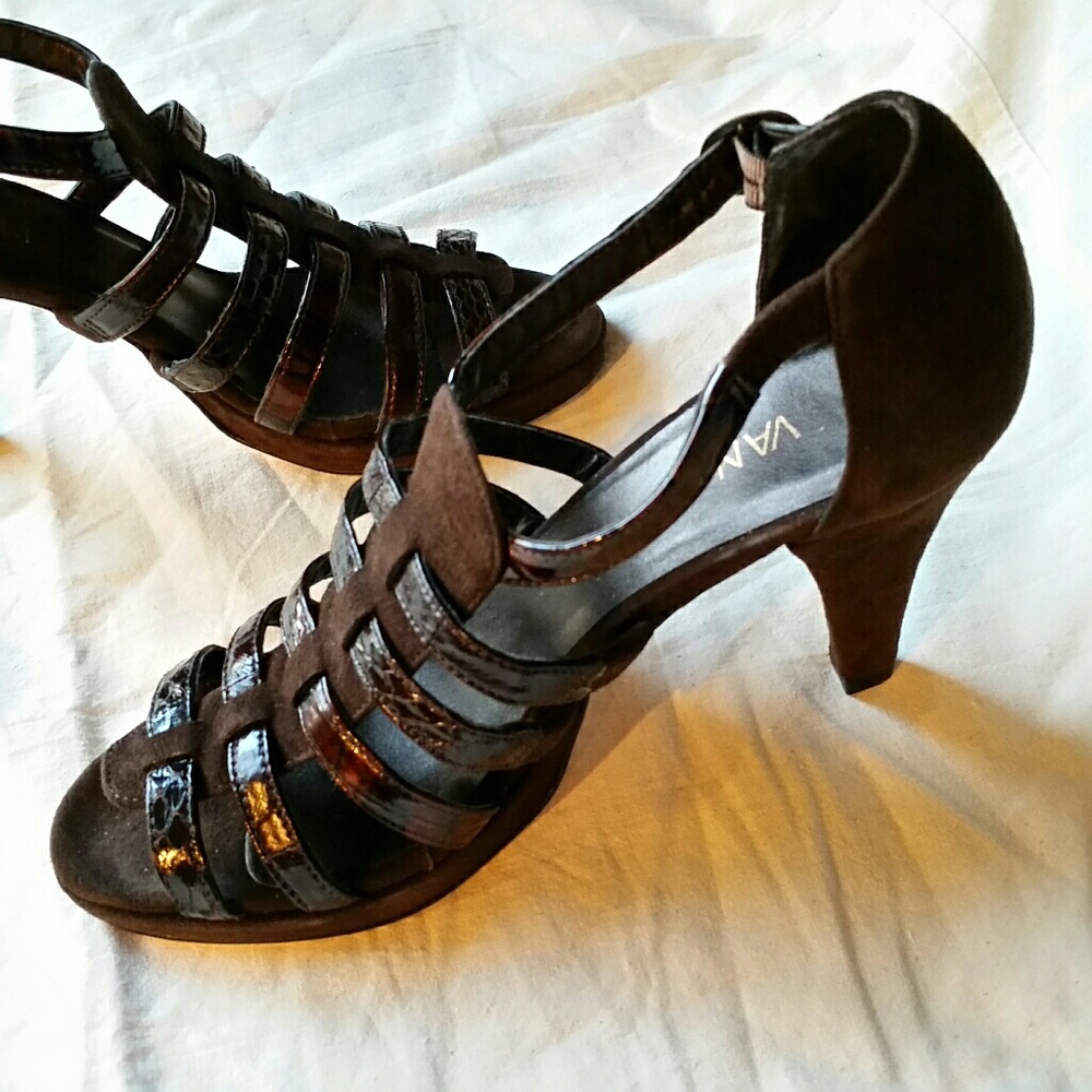 NWOT Vaneli Dark Chocolate Brown Suede Snake Print