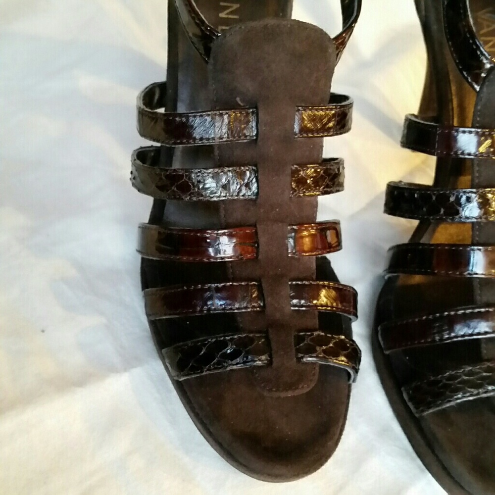 NWOT Vaneli Dark Chocolate Brown Suede Snake Print - Picture 2 of 6